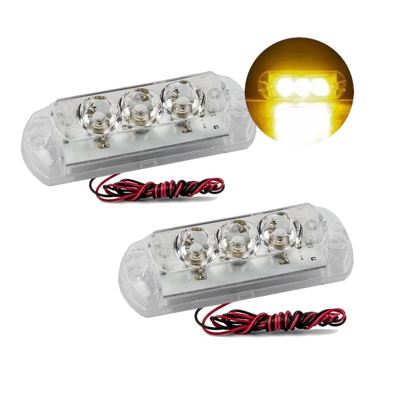 par de farol strobo avulso 3 leds zendel ambar