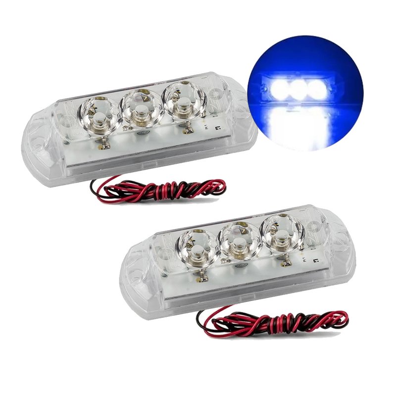 par de farol strobo avulso 3 leds zendel azul