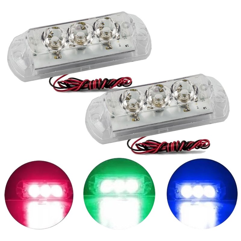 par de farol strobo avulso 3 leds zendel rgb