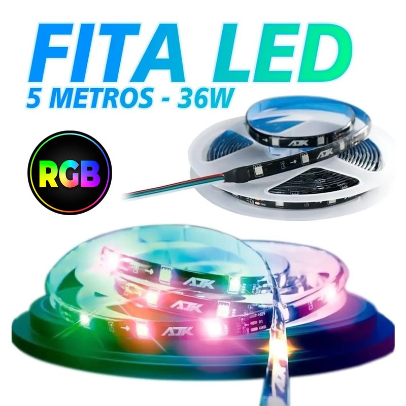 fita led rgb 2811 36w 150 leds smd5050 ip65 enderecavel ajk