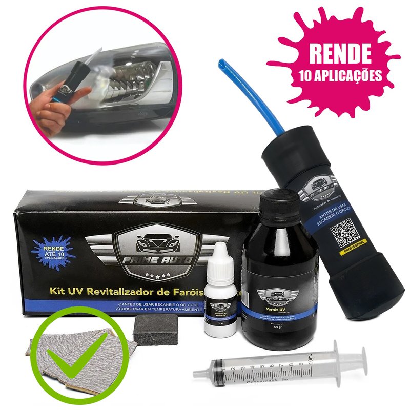 kit vapor polimero revitalizador farol e lanterna com lixas profissional