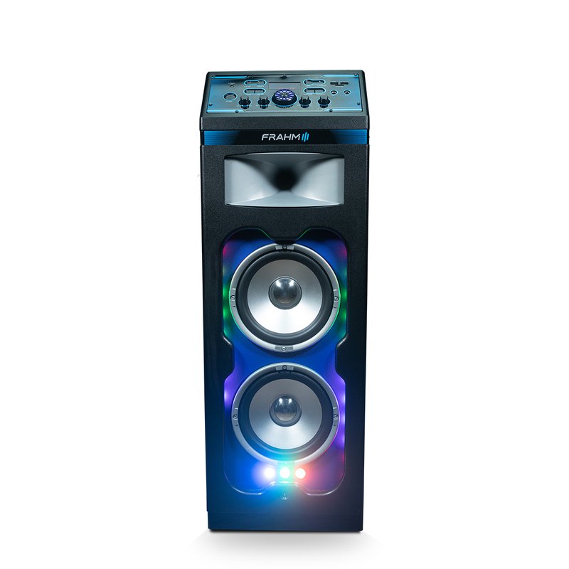 caixa de som bluetooth torre effect 1000 maquina de fumaca frahm