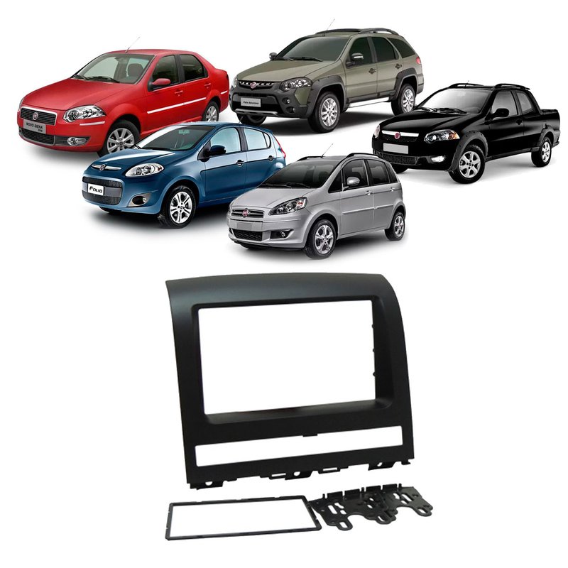 moldura 2 din para painel do fiat palio weekend strada adventure idea siena fiamon 3128 preto
