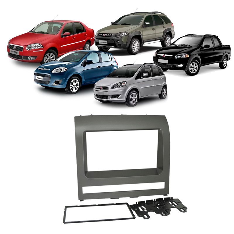 moldura 2 din para painel do fiat palio weekend strada adventure idea siena fiamon 3215 grafite