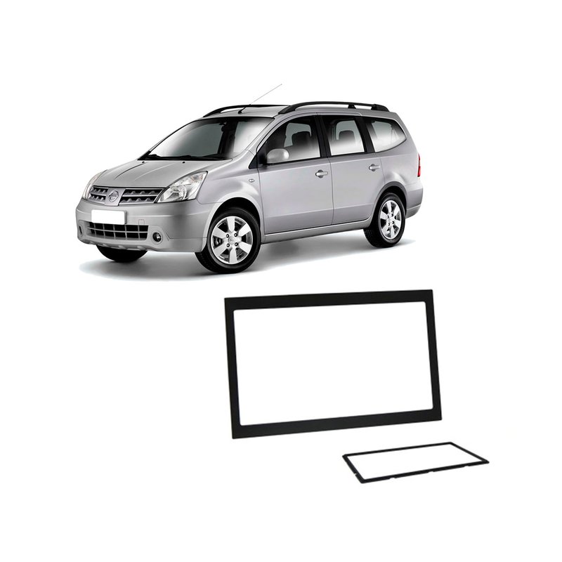 moldura 2 din para painel do nissan livina 2013 fiamon preto 3186