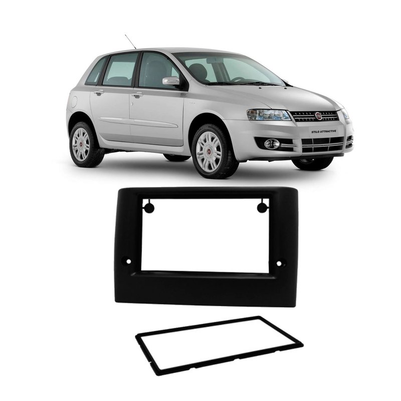 moldura 2 din painel fiat stilo 2010 black piano fiamon 3132