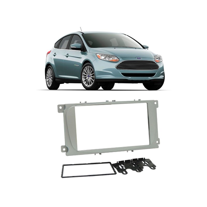 moldura 2 din ford focus 2009 a 2013 padrao jap chi fiamon prata