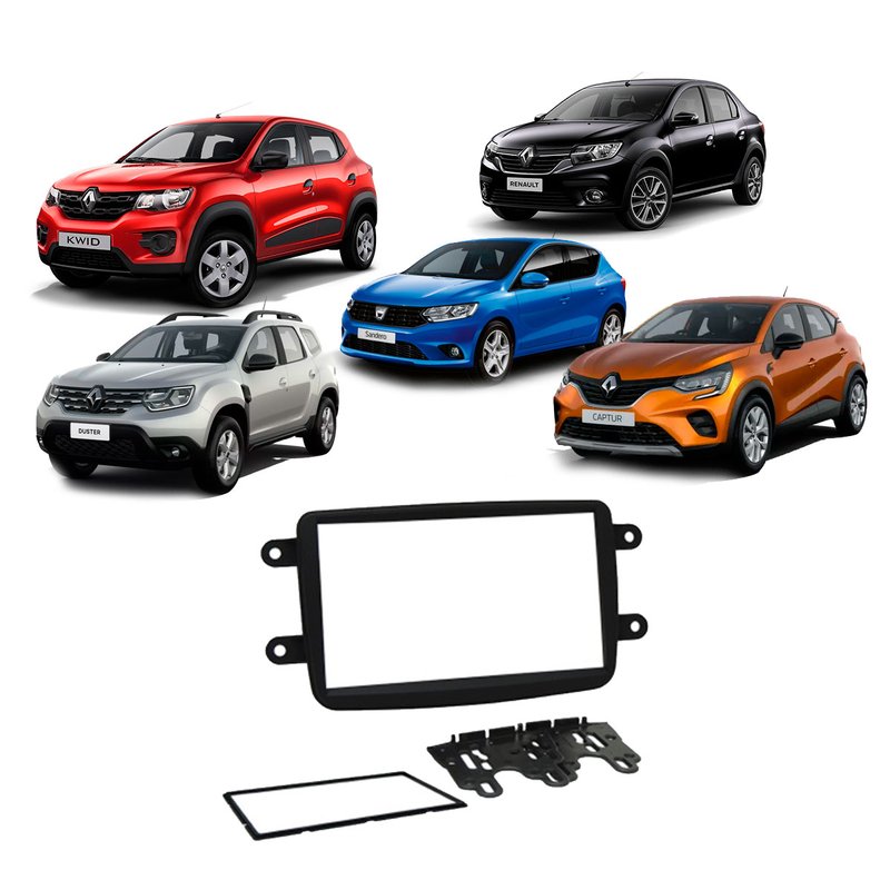 moldura 2 din renault kwid captur duster sandero logan jap chi preto