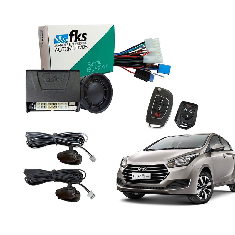 alarme automotivo dedicado hyundai hb20 com 2 controles fks
