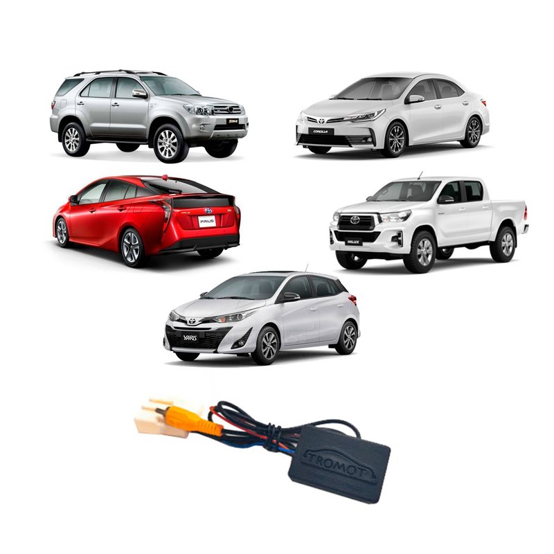 interface para camera de re toyota em multimidias convencionais corolla yaris prius sw4 hillux tromot