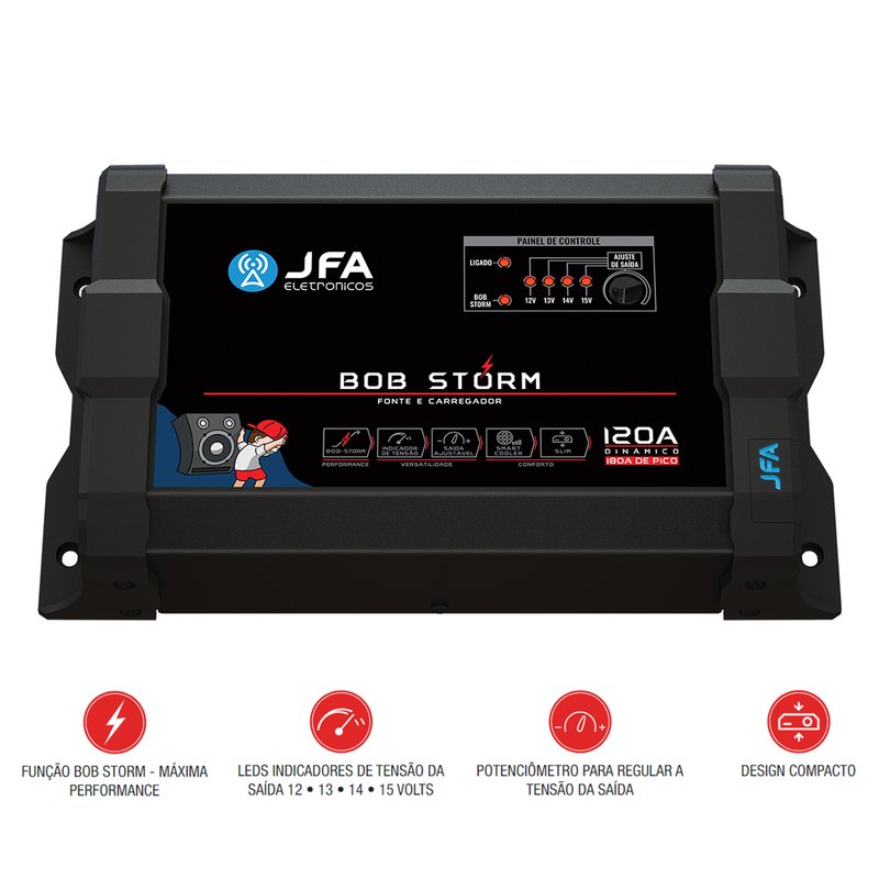 fonte e carregador caixa bob 120a storm jfa