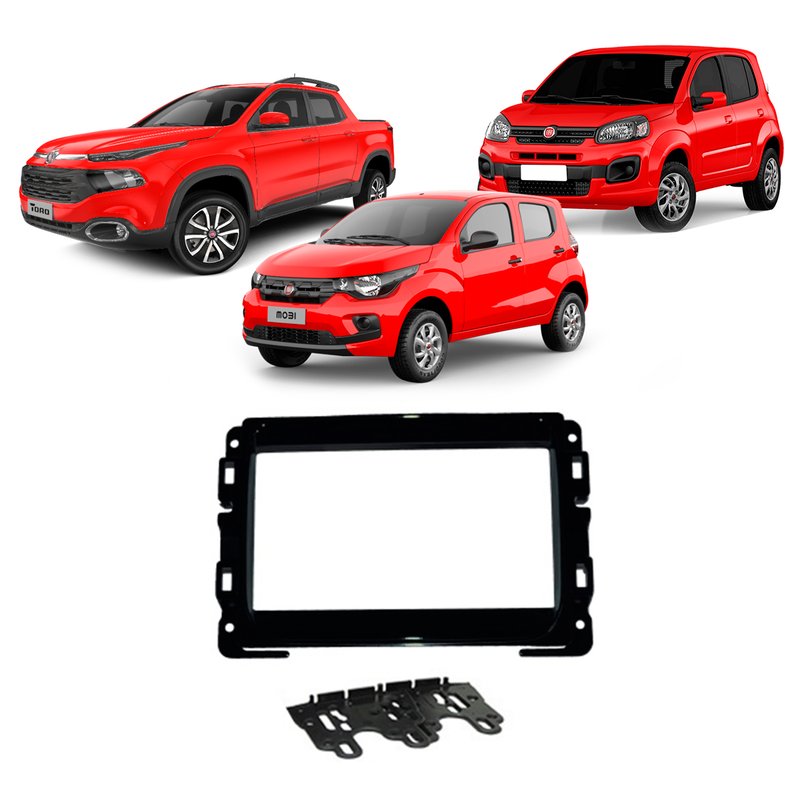 moldura 2 din painel fiat toro mobi completo novo uno completo fiamon preto 3301