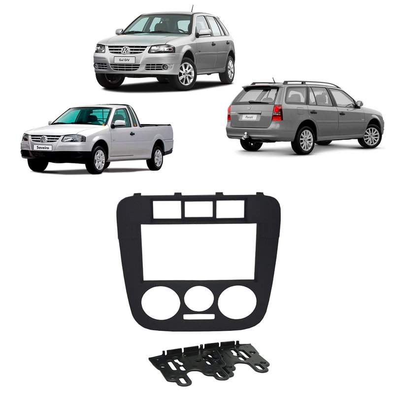 moldura 2 din painel gol g4 saveiro g4 vw fiamon preta