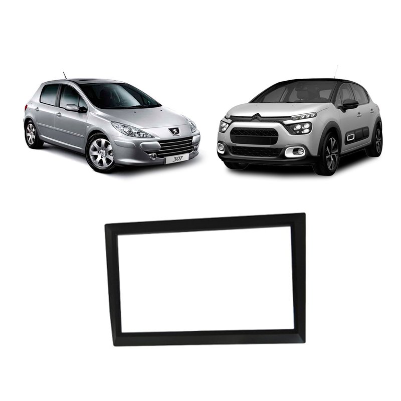 moldura 2 din peugeot 307 citroen c3 padrao jap 2866 preto