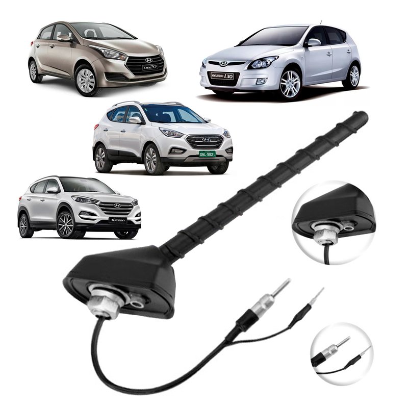 antena de teto traseira 76 plug din hyundai hb20 i30 ix35 e tucson amplificada