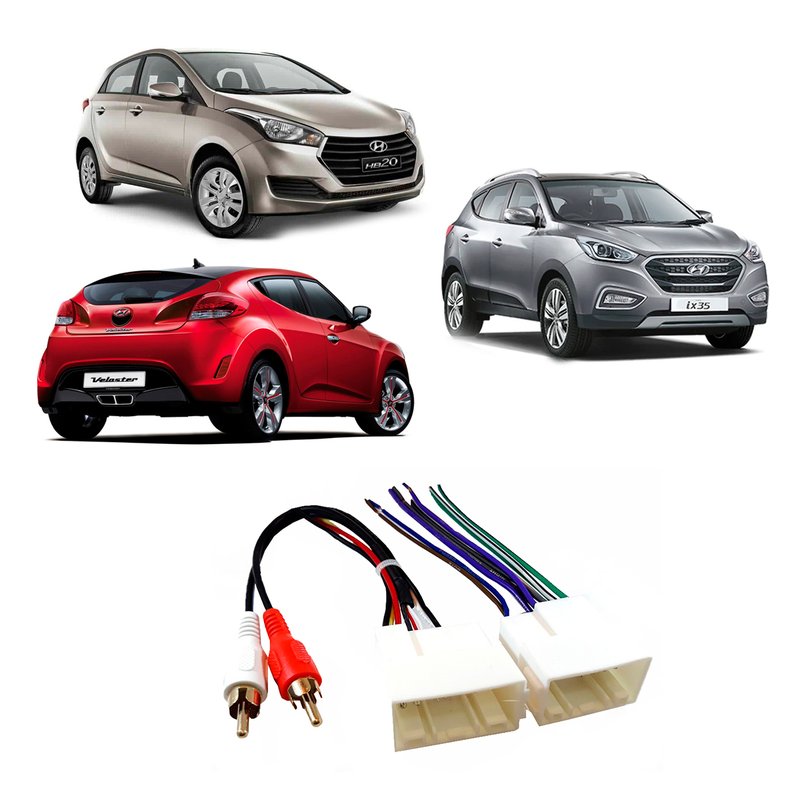 chicote de radio hyundai hb20 ix35 veloster com rca gc 004 gc