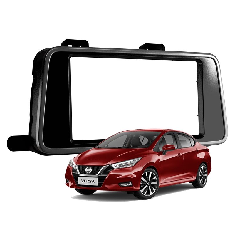 moldura 2 din painel novo nissan versa 2021 fiamon 4277 black piano