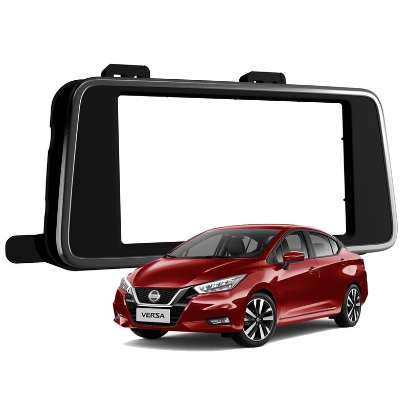 moldura 2 din painel novo nissan versa 2021 fiamon 4276 preto fosco