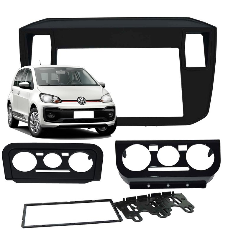 moldura 2 din painel vw up 2017 a 2020 fiamon preto 4018
