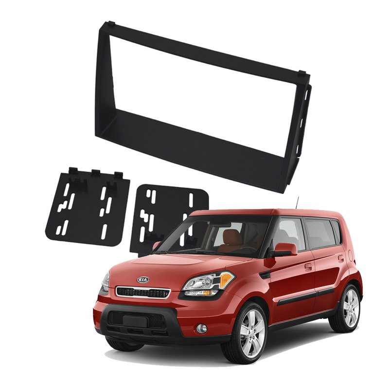 moldura 2 din painel kia soul 2010 a 2013 fiamon preto
