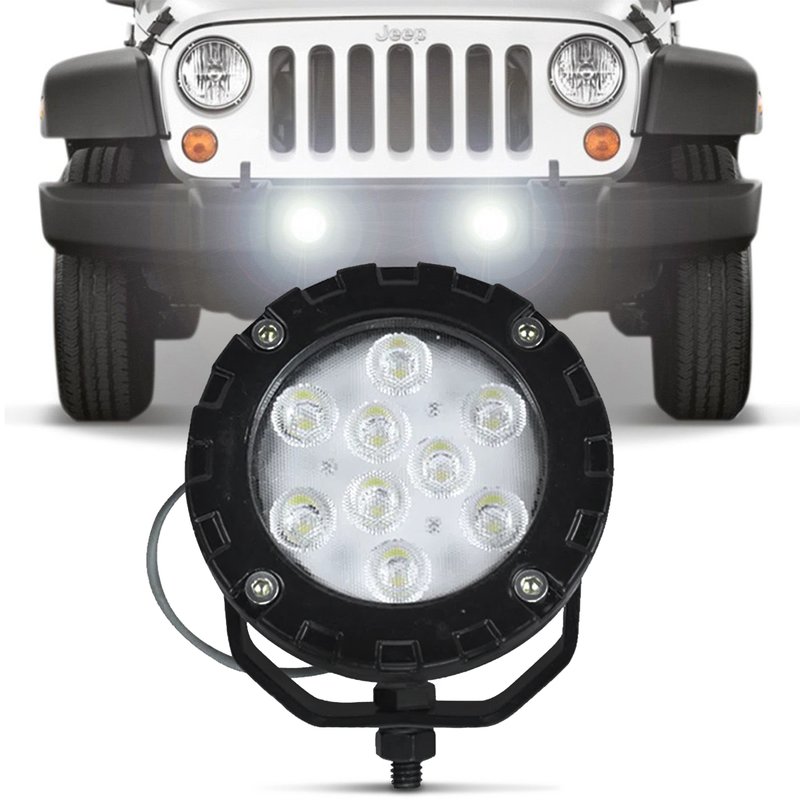 farol auxiliar power 9 led s branco bivolt redondo autopoli