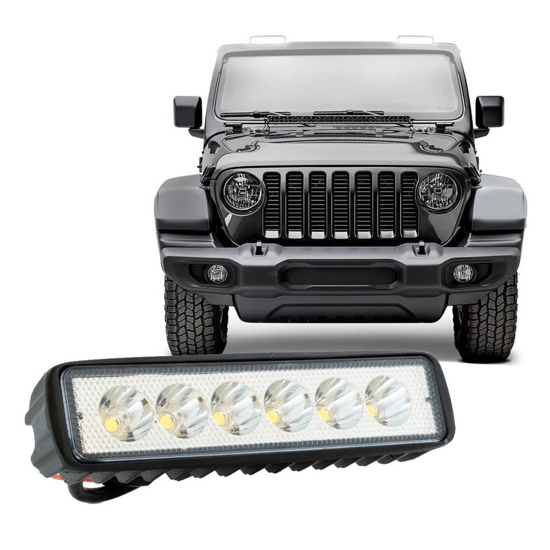 farol de milha auxiliar tk 0008 retangular 18w 10 30v 6 leds