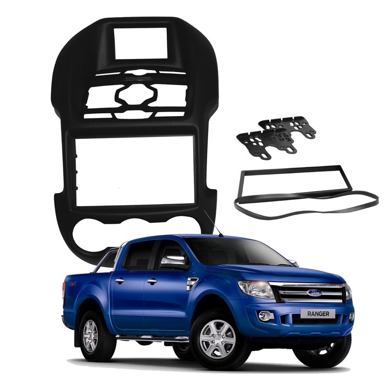 moldura 2 din ford ranger xlt 2012 a 2015 sem gps fiamon 3135 preto