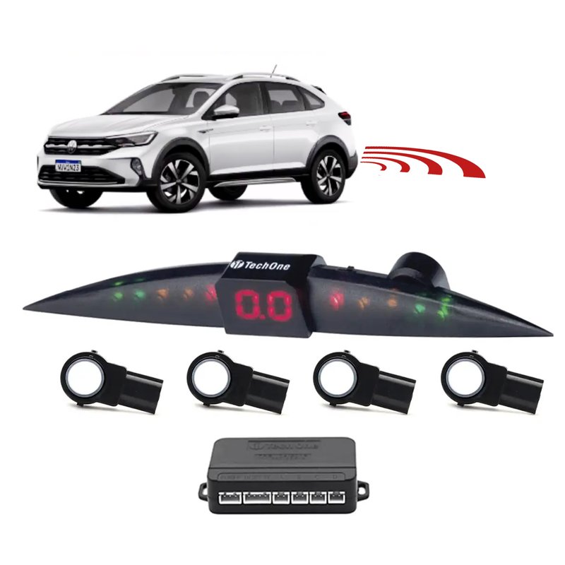 sensor de estacionamento 4 pontos embutido oem tech one branco