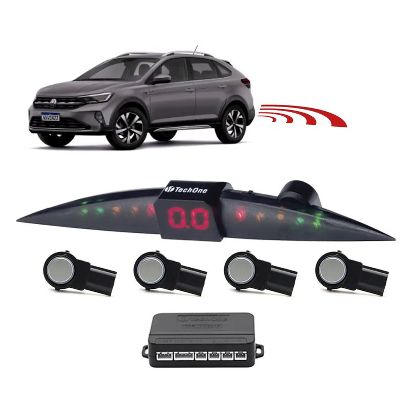 sensor de estacionamento 4 pontos embutido oem tech one grafite