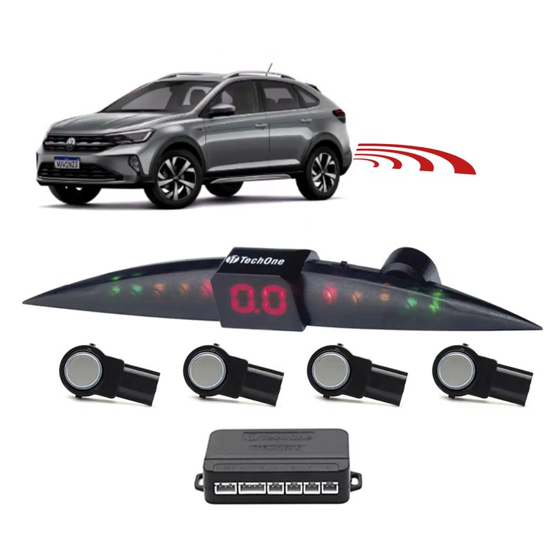 sensor de estacionamento 4 pontos embutido oem tech one prata