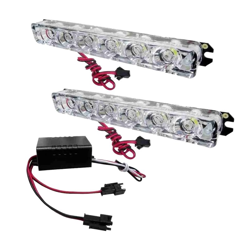 kit strobo sinalizacao 2 barras de 6 leds 6500k dni