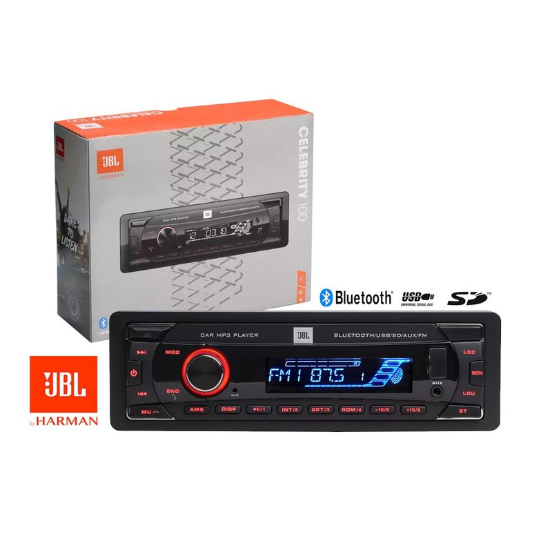radio automotivo mp3 player bluetooth usb sd card aux fm jbl celebrity 100 7