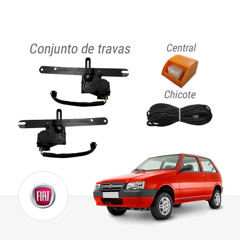 kit trava eletrica dedicada fiat uno quadrado 1985 2013 2 portas ftu2 tragial
