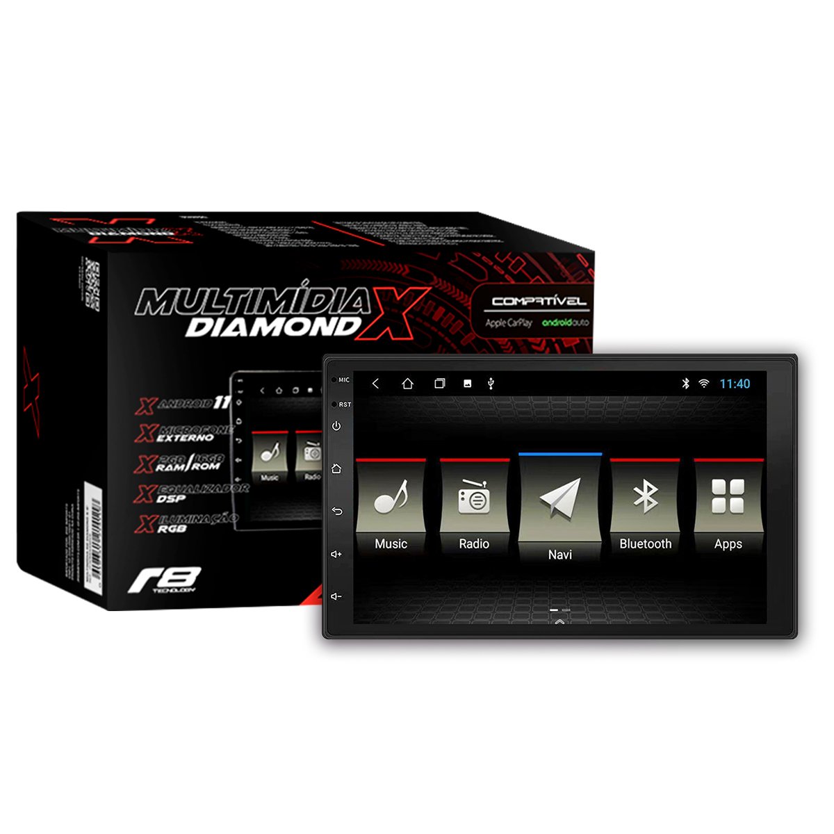 Multimídia Android Diamond X 7'' R8 Tecnology JR8