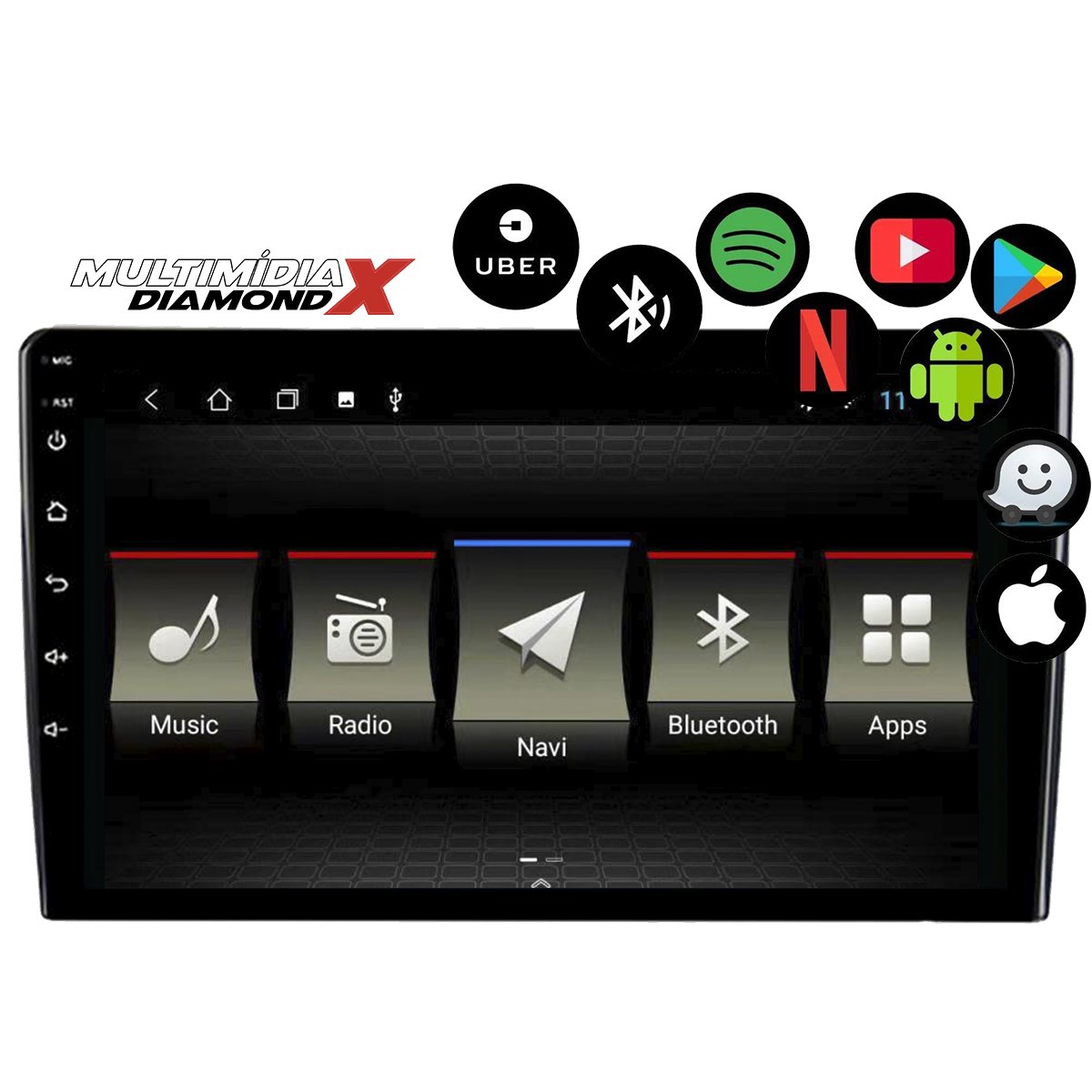 Multimídia Diamond x2 9'' Sistema Android 12 R8 Tecnology