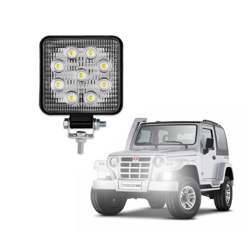 farol de milha auxiliar slim 27w universal 9 leds quadrado r8 headlight 1