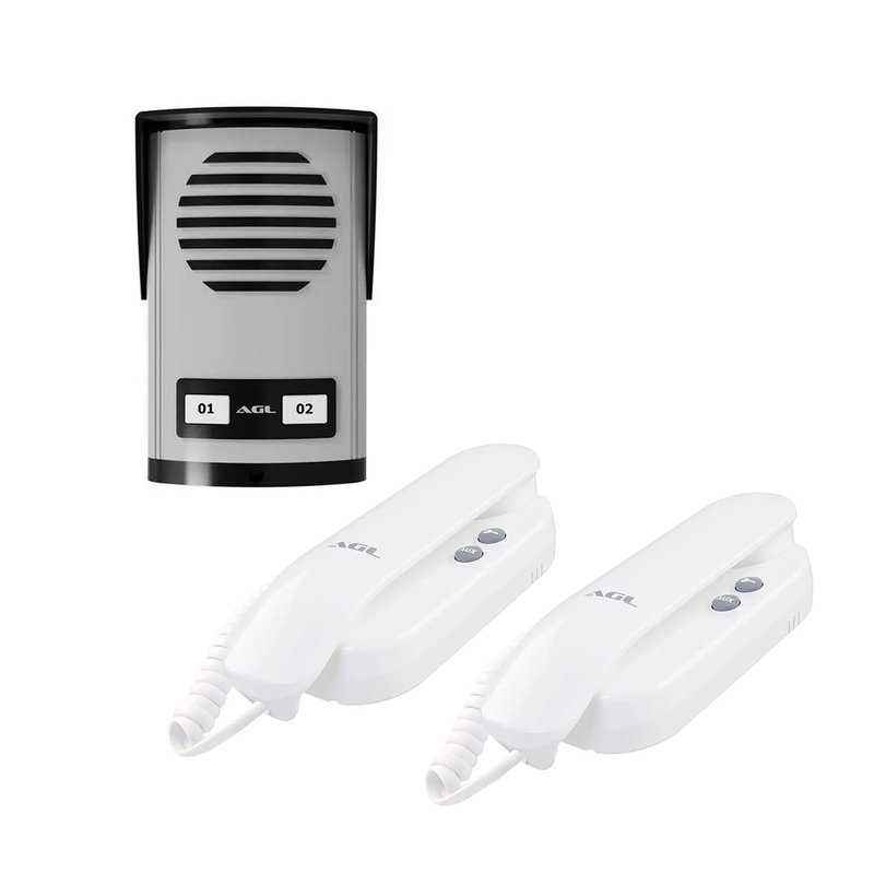 kit porteiro coletivo 2 pontos com 2 monofones agl