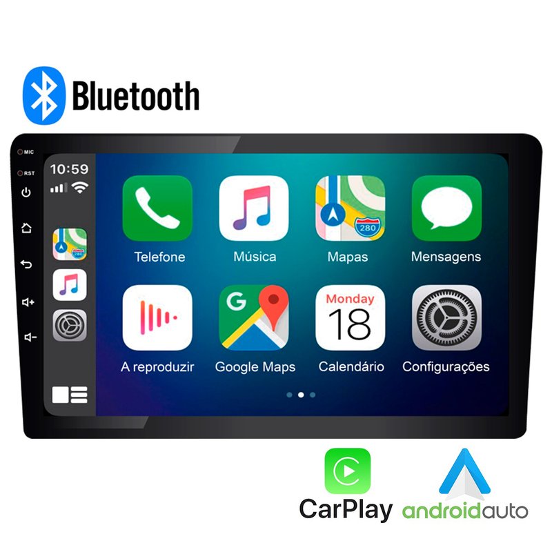 multimidia slim 9 pol carplay rs908br prime roadstar