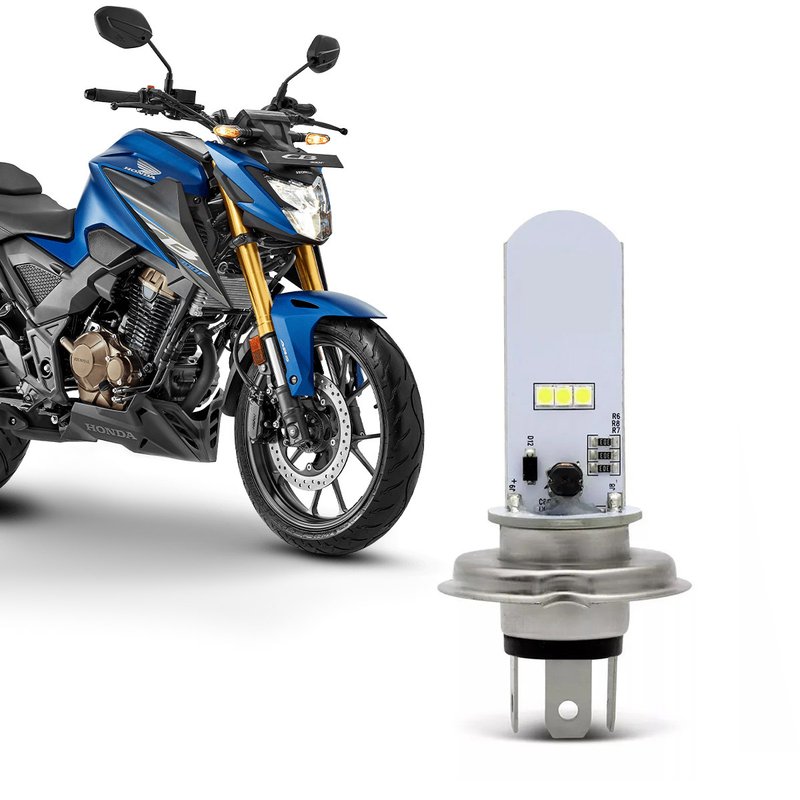 led moto farol h4 super branca 6 leds smd cmc