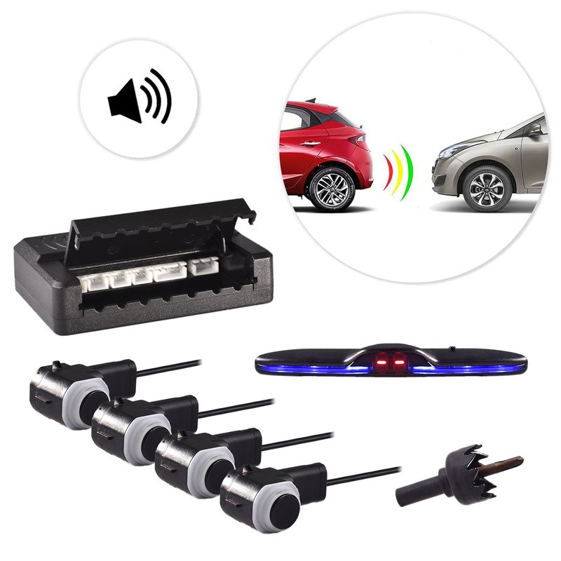 sensor estacionamento embutir com visor r8 tecnology preto