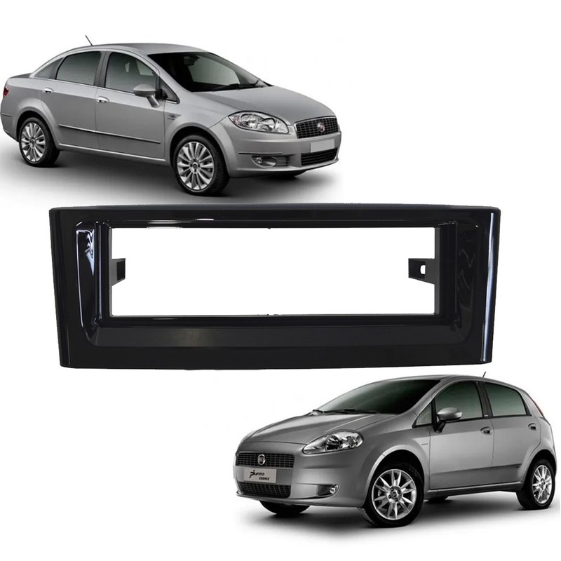 moldura 1 din painel fiat linea punto 2008 a 2012 fiamon black piano
