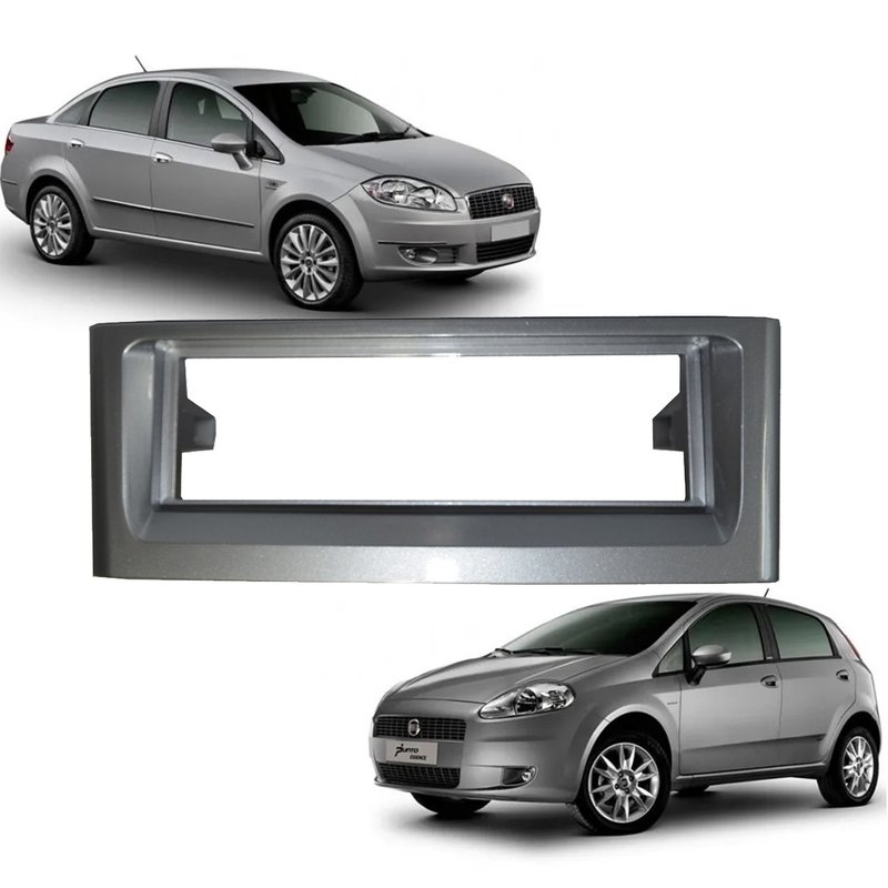 moldura 1 din painel fiat linea punto 2008 a 2012 fiamon prata