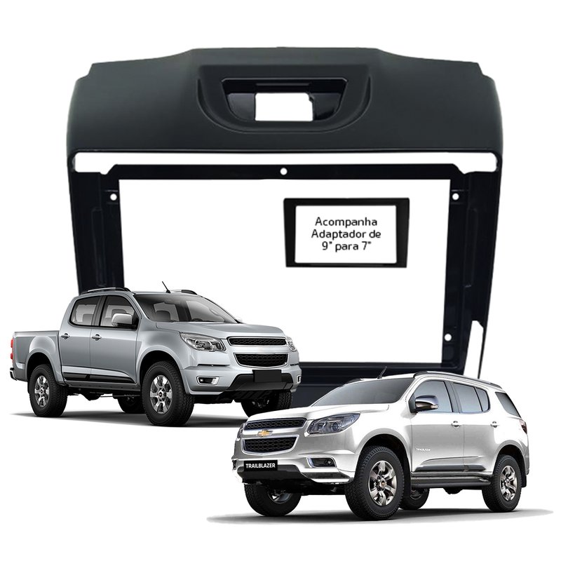 moldura 9 pol gm s10 e trailblazer 2013 a 2015 fiamon black piano