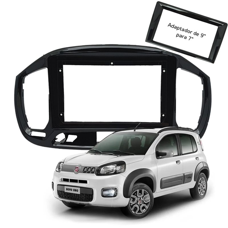 moldura 9 polegadas fiat uno 2015 a 2021 fiamon black piano 5954