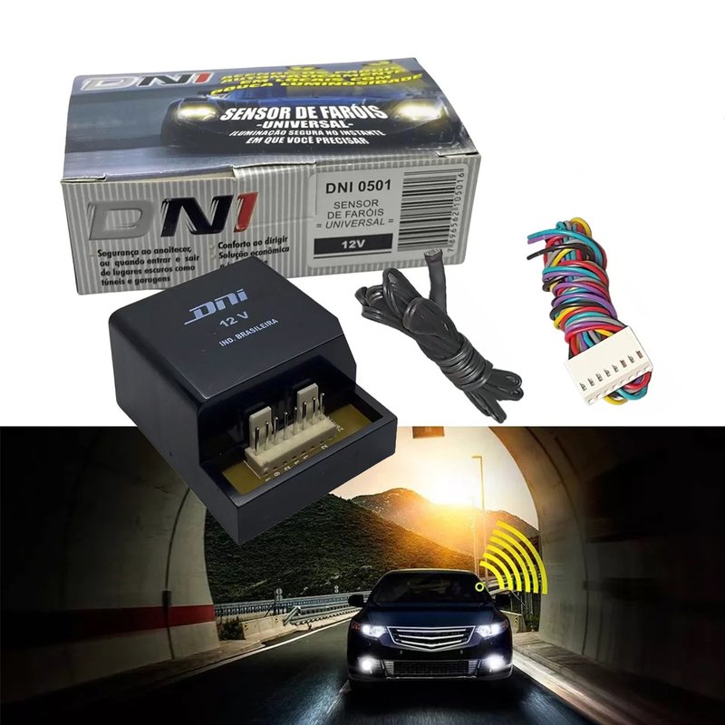 sensor automatico 12v acende farois ao anoitecer dni