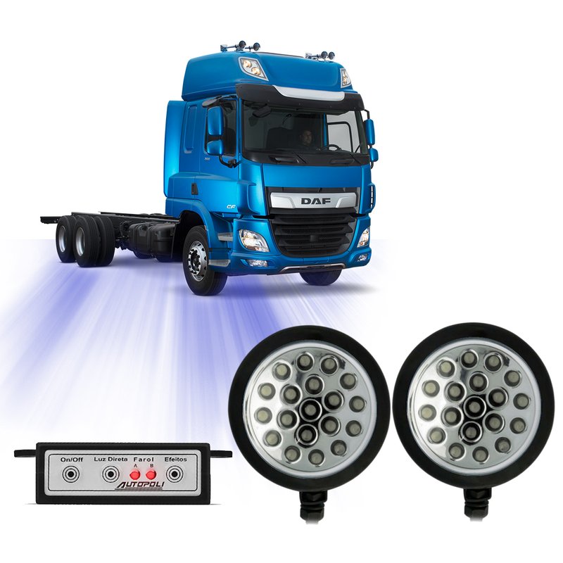 farol auxiliar 19 leds azul strobo 12v ap802 autopoli 2