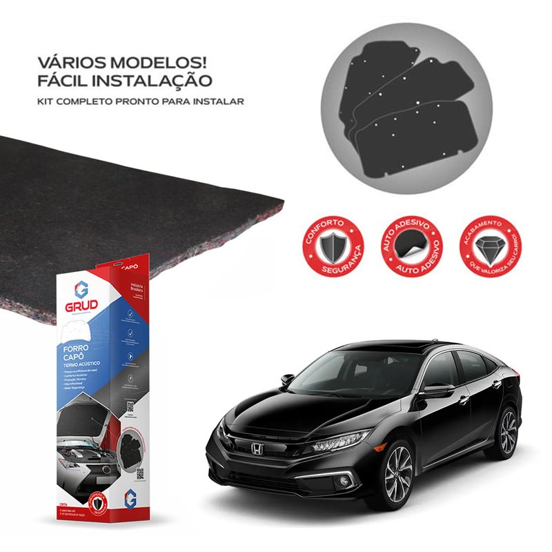 kit forro de capo honda civic g10 2017 a 2022 autocolante grud