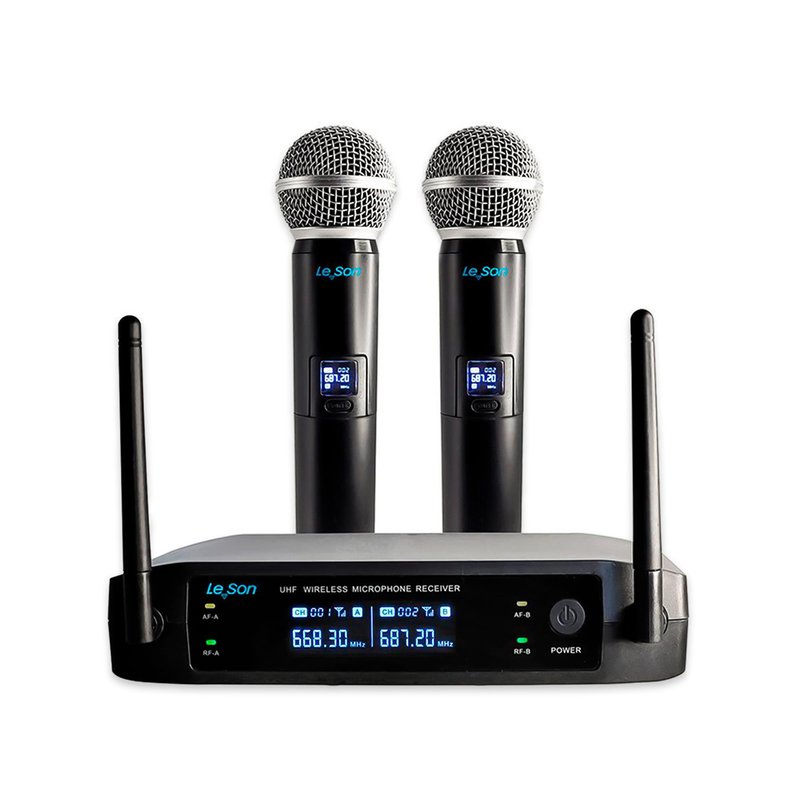 kit microfone sem fio duplo digital ls902 plus preto leson