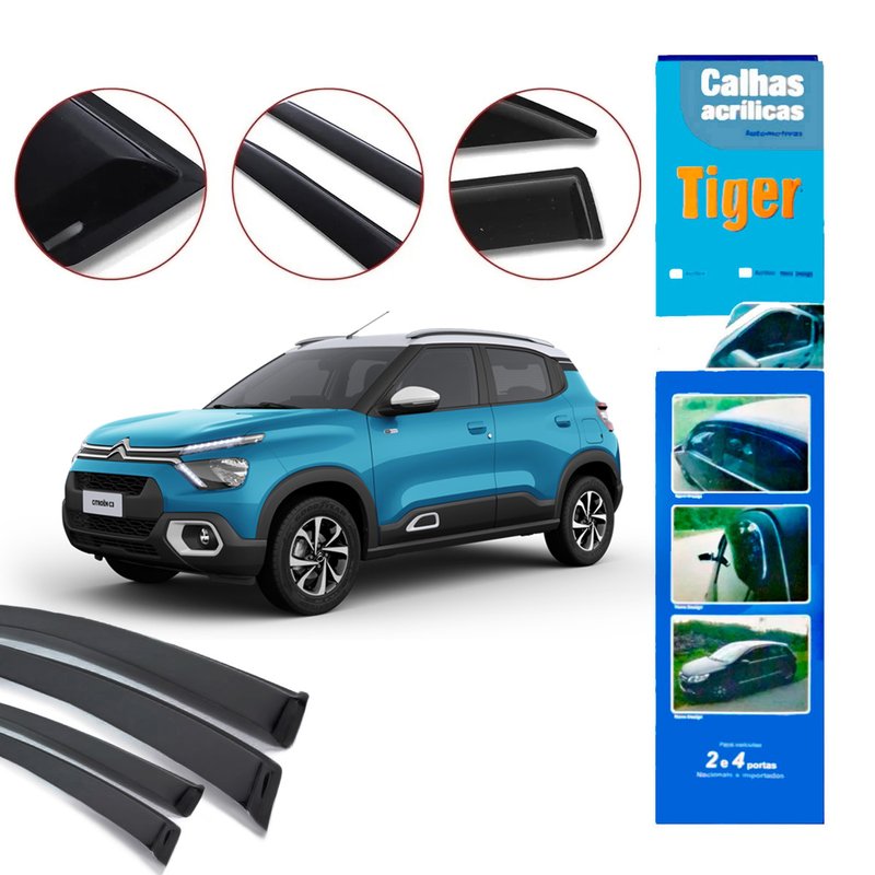 calha de chuva automotiva citroen c3 novo 2023 ct4600 tiger