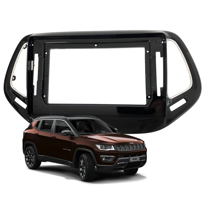 moldura painel 10 1 pol jeep compass 2017 a 2021 fiamon black piano
